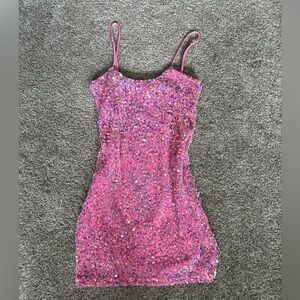 Pink Sequin Body Con Dress Lucy in the Sky